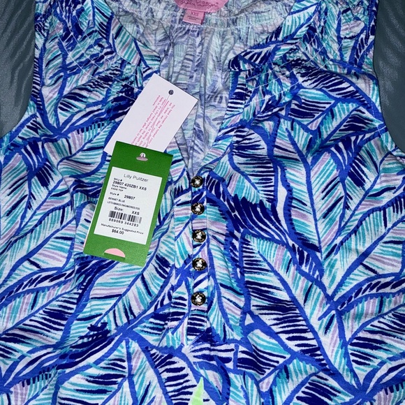 Lilly Pulitzer NWT Essie Top Bennet Blue Lets Mango $64 Size XXS - Picture 8 of 10